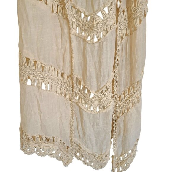 Vivid Womens Kimono Cardigan XL Cream Crochet Boho Festival Beach Drape Open - Picture 4 of 7
